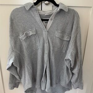Aerie Gray Cardigan Sweater with Relaxed Fit